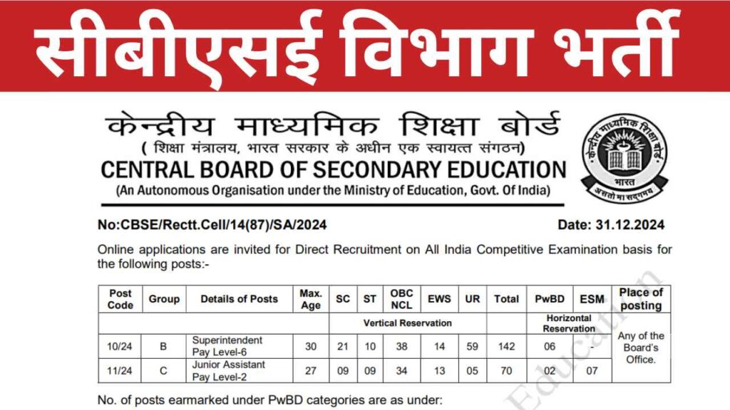 CBSE Board Vacancy